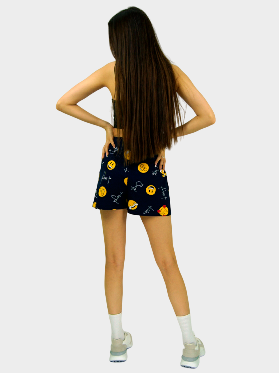 Женские шорты ARISTARHOV Смайлик желтый, синий, размер 58 - фотография № 17