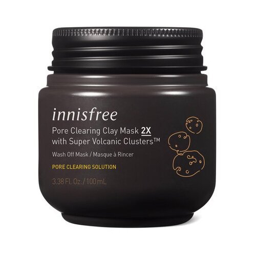 Innisfree Глиняная маска Pore Clearing Clay Mask 2X with Super Volcanic Clusters с вулканическим пеплом для очищения пор, 100 мл