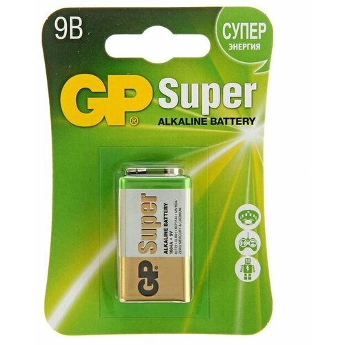 Батарейка алкалиновая GP Super, 6LR61 (6LF22, MN1604)-1BL, 9В, крона, блистер, 1 шт. батарейка алкалиновая mirex 6lr61 1bl 9в крона блистер 1 шт