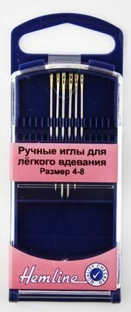 216G48 Иглы ручные для лёгкого вдевания в пластиковом контейнере № 4-8, 6 шт Hemline - фото №3
