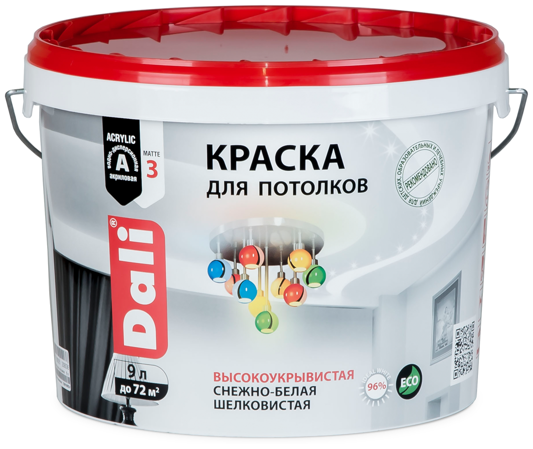 Краска для Потолка Dali 0.9л Акриловая, Белая / Дали. — купить в интернет-магазине по низкой цене на Яндекс Маркете