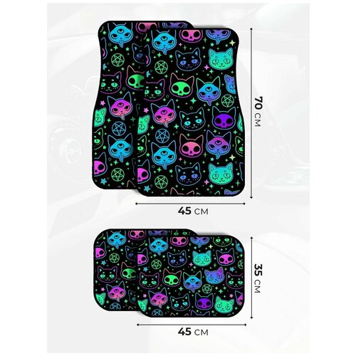 Набор автомобильных ворсовых ковриков в салон авто, универсальные, с принтом неон 3