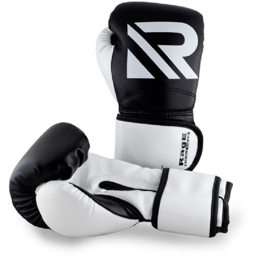 Перчатки боксерские Rage fight gear черно-белый кож/зам - Sportmile - Черно белый - 12 oz