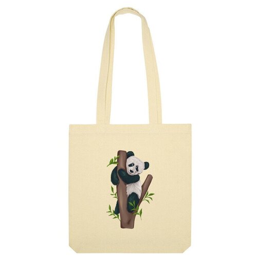 Сумка шоппер Us Basic, бежевый мужская футболка панда на дереве m белый