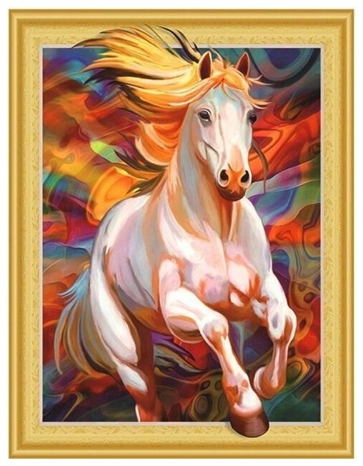 Алмазная мозаика "Aбстракция конь в лучах" 40x50 см.