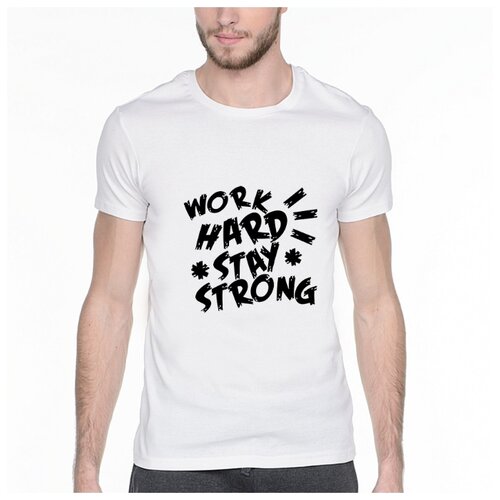 фото Футболка в подарок спортсмену work hard stay strong. цвет: drabs