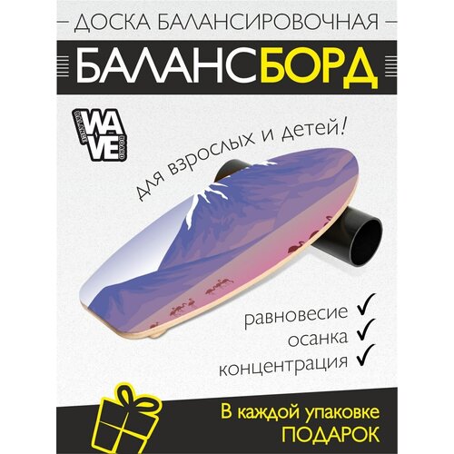 Доска балансировочная WAVE Surf + ролик + подарок деревянный балансборд