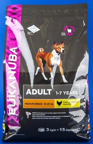Сухой корм Eukanuba для взрослых собак средних пород, домашняя птица, 3кг - фото №11