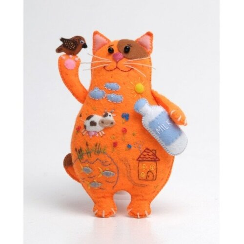 Набор для создания игрушки из фетра + раскраска Молочный Кот набор для шитья кот баюн перловка