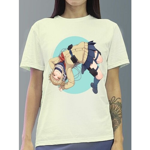 фото Футболка женская белая молочный оттенок из хлопка с dtf рисунком аниме my hero academia - 914 будь на стиле