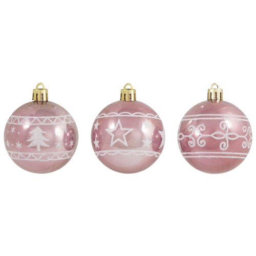 фото Набор елочных шаров волшебная страна sycb17-475, розовый, 6 см, 3 шт.