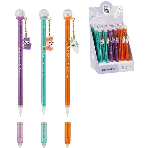 набор ручка с брелоком Ручка гелевая стираемая MESHU Glitter Ball (0.5мм, синяя, корпус цветной) 36шт. (MS_60959)
