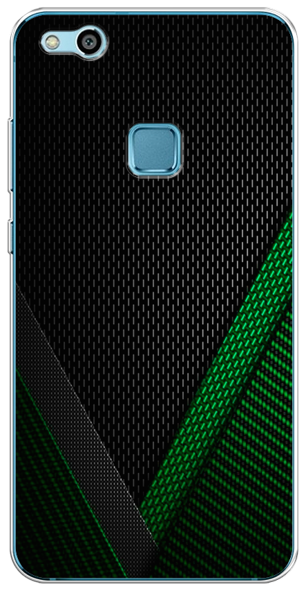 Силиконовый чехол на Huawei P10 Lite / Хуавей П10 Лайт "Зеленый карбон"