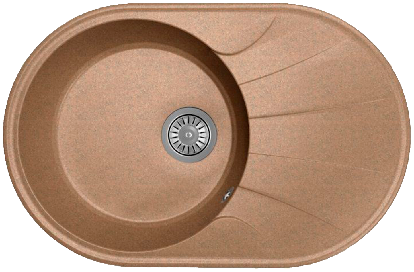 Мойка для кухни врезная каменная Dr. Gans Smart ВИОЛА-740, цвет терракот, с крылом, овальная, 740х480х197 мм / раковина для кухни