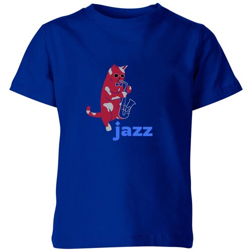 Детская футболка «Кот Саксофонист» (164, синий)