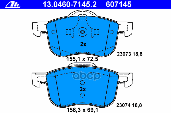 Колодки Тормозные Дисковые Передн, Volvo: S60 2.0 T/2.3 T5/2.4/2.4 Awd/2.4 Bifuel/2.4 D/2.4 D5/2.4 T/2.4 T Awd/2.4 T5/2.5 T/2.5 T Awd/T5 00-10, S80 I 2.0/2.0 T/2.4/2.4 Bifuel/ Ate арт. 13.0460-7145.2