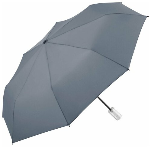 Зонт-трость FARE, механика, 3 сложения, купол 98 см, 8 спиц, система «антиветер», прозрачный, чехол в комплекте, для женщин, серый