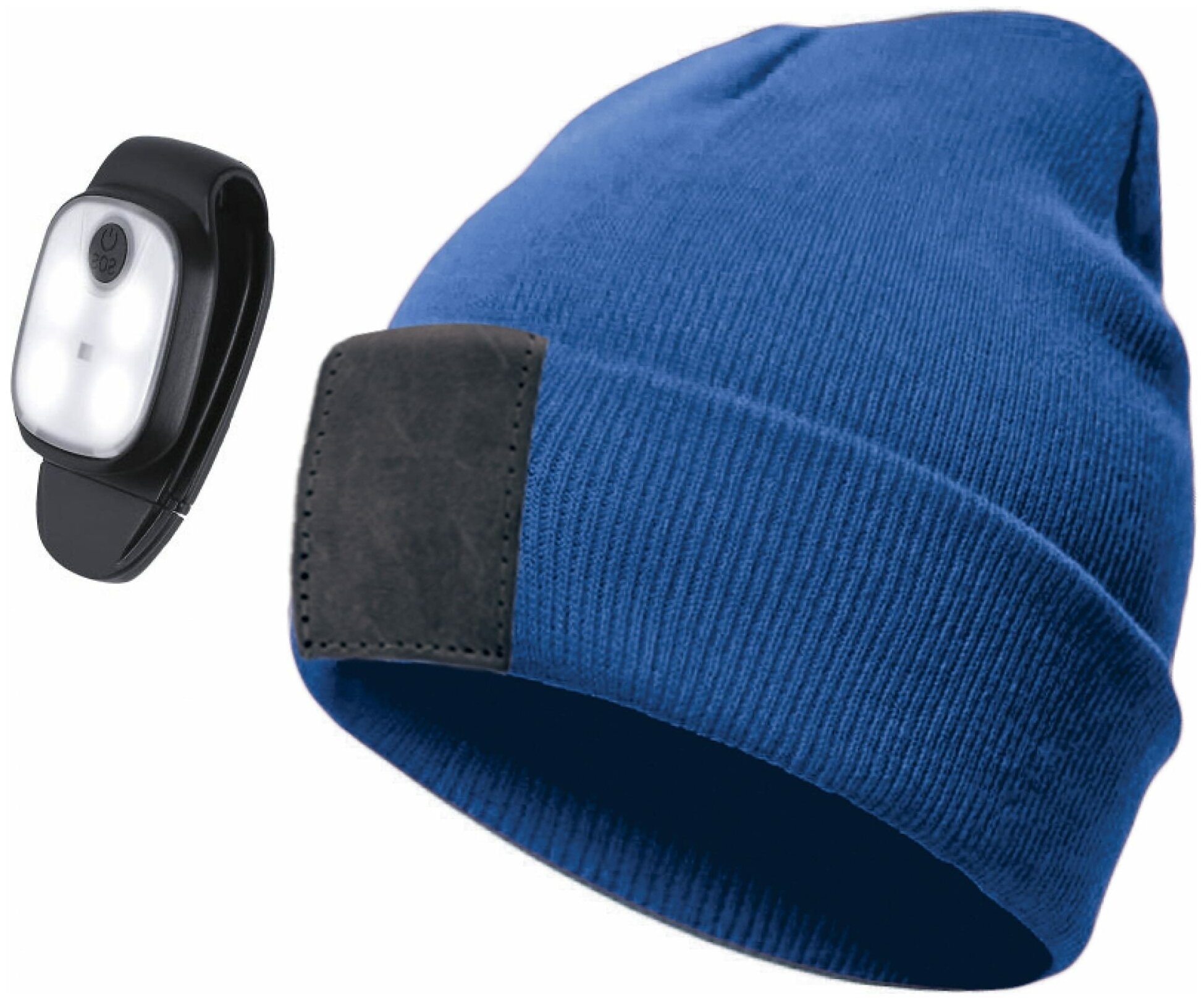 Шапка со съемным фонариком USB Космос KOCHat_b синяя