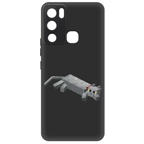 Чехол-накладка Krutoff Soft Case Minecraft-Кошка для INFINIX Hot 12i черный чехол накладка krutoff soft case minecraft кошка для infinix hot 11s черный