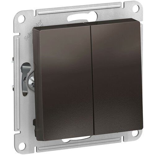 Выключатель двухклавишный проходной Systeme Electric Atlas Design, на винтах, мокко