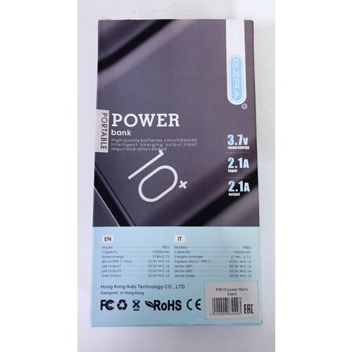 Универсальный дополнительный аккумулятор EZRA PB03 power bank 10000 mAh черный 135000₽