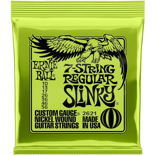 P02621 Regular Slinky Комплект cтрун для 7-струнной электрогитары, никель, 10-56, Ernie Ball ernie ball 2227 струны для эл гитары nickel wound ultra slinky 10 13 17 28 38 48