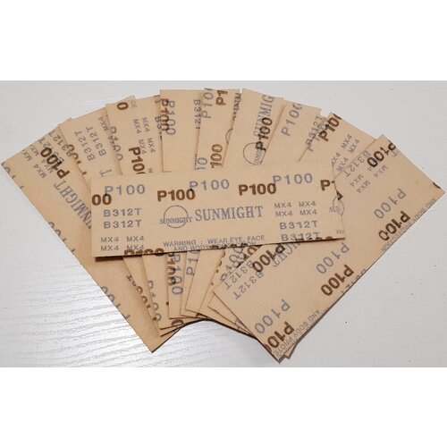 Шлифовальные полосы Sunmight FILM Р100 без отверстий 70ммХ198мм, 10шт