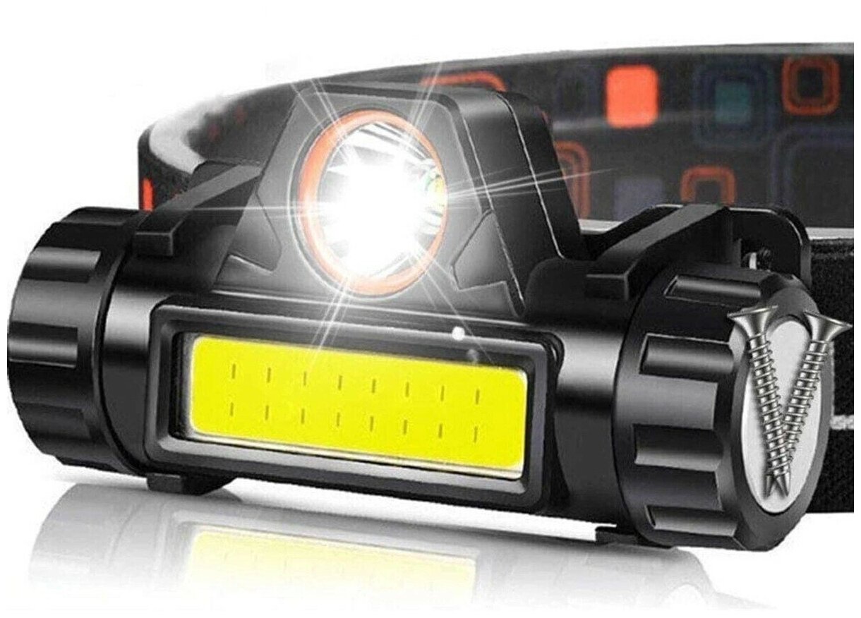 Налобный светодиодный фонарь с магнитом, регулировкой угла свечения и диммированием COB светильника, cо встроенным аккумулятором и зарядом от USB, кабель USB и АКБ в комплекте.