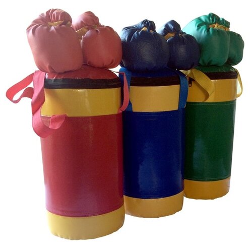 фото Набор боксерский детский кмс № 2 (мешок боксерский 5 кг + перчатки + трос) зелено/желтый