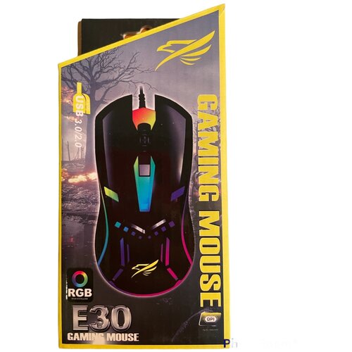Игровая мышь, Мышь проводная RGB E30, черный