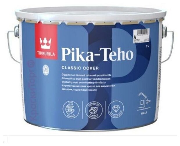 Краска для деревянных фасадов Tikkurila Pika Teho (Тиккурила Пика-Техо) водная  вес:09 л  блеск: матовая  цвет: белый Tikkurila ТиккурилаПикаТехо