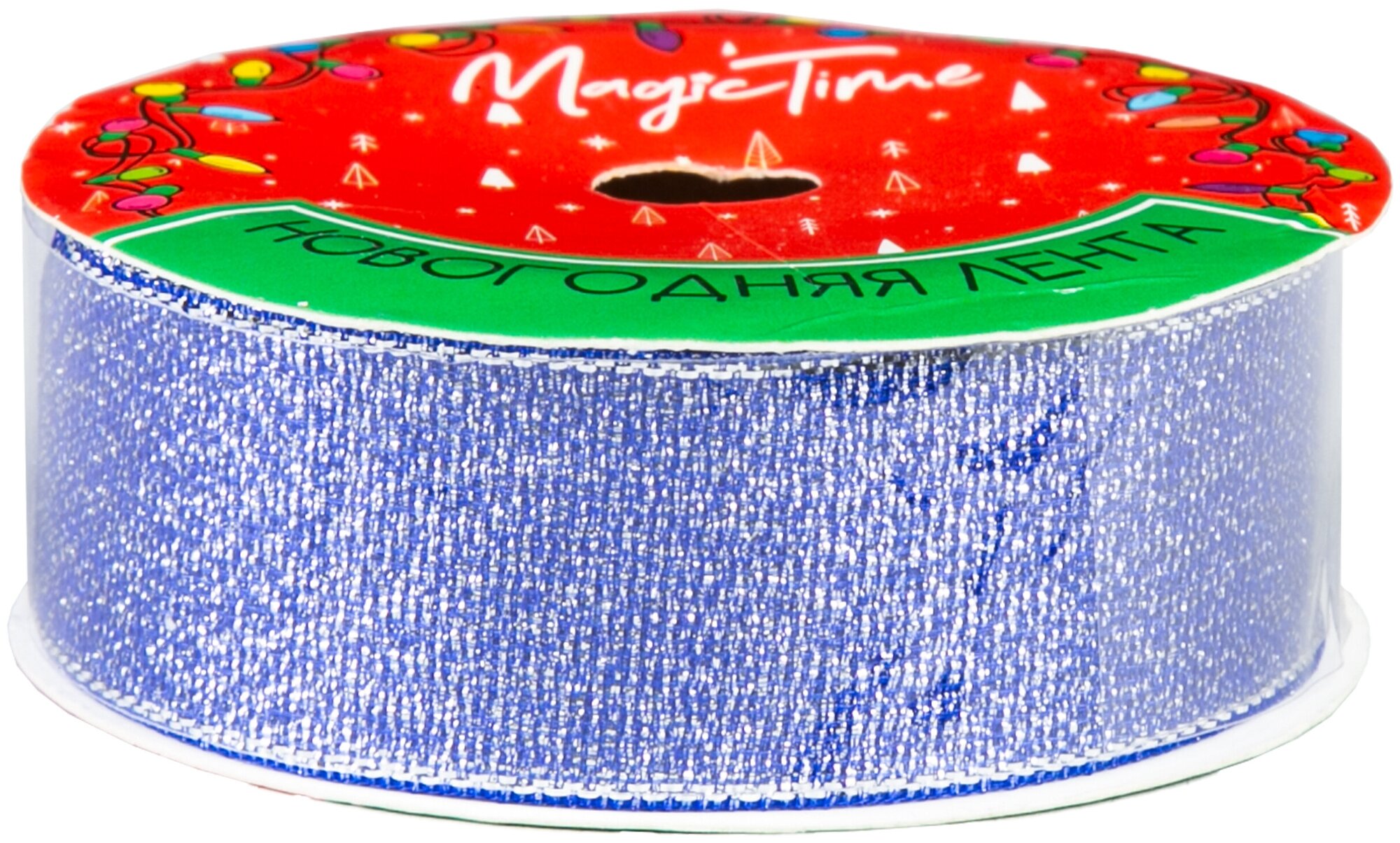 Лента новогодняя Magic Time Синие мерцание 457*2.5*0.01см Yiwu Shuang Yuan Imp & Exp - фото №2