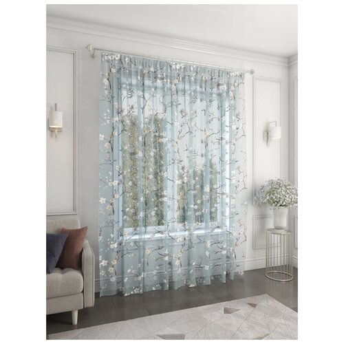 Вуаль Arco Doro Цветы, бирюзовый, 300х260 (P19-01)