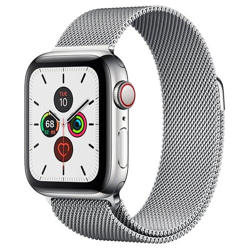 фото Умные часы apple watch series 5 gps + cellular 44мм stainless steel case with milanese loop, серебристый