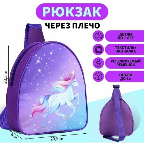 Рюкзак дошкольный на молнии, цвет фиолетовый