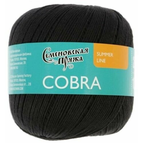 Пряжа Семеновская МШФ Cobra (Кобра): черный / 1 шт / 285 м / 100 г / хлопок 100%