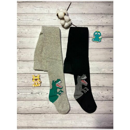 Комплект колготок Turkan Черный, Светло-серый, 104/116 размер, 2 шт