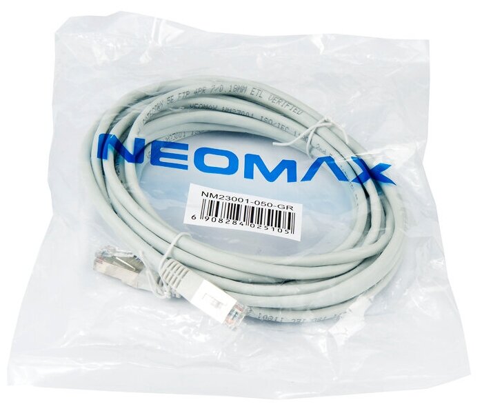 Neomax Неомакс Патч-корды NM23001-050 Шнур коммут. FTP 5 м, cat.5е, серый, многожильный