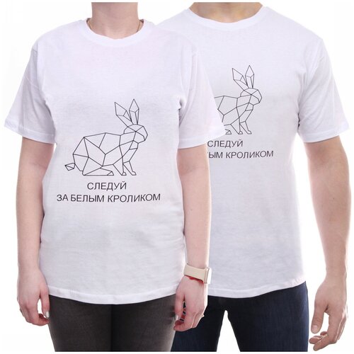 фото Футболка с принтом "кролик призма", цвет черный, р. 50 ультрамарин