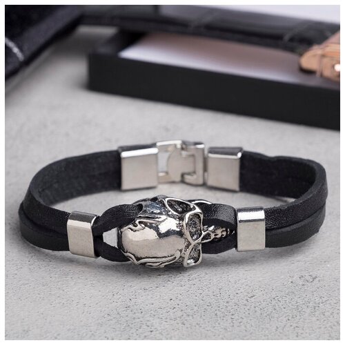 фото Браслет мужской "яд", цвет чёрный с серебром, 22 см queen fair