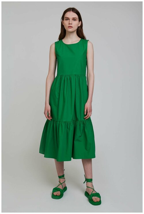 Платье INCITY, хлопок, повседневное, миди, размер 46, зеленый