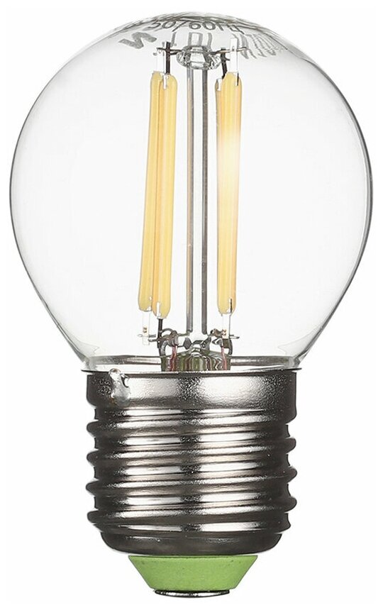 Лампа светодиодная филаментная E27 2700К 4 Вт 400 Лм 220 В шар прозрачная