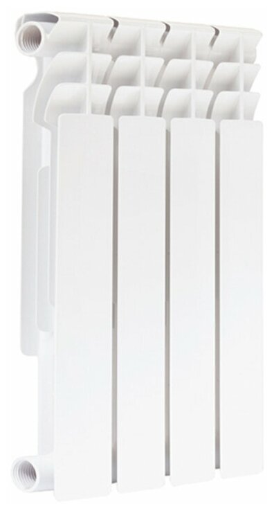 Радиатор биметаллический 500 мм 4 секции 1 дюйм боковое подключение белый