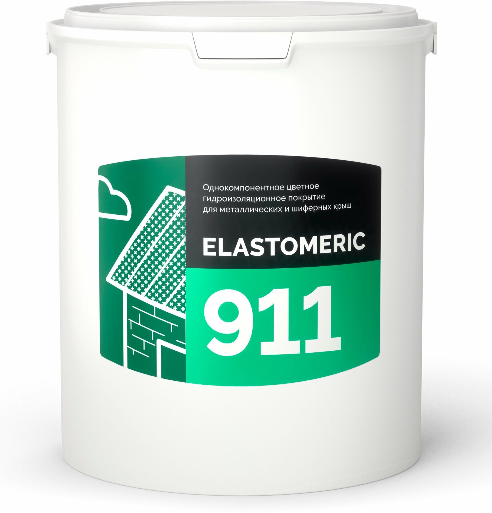 Гидроизоляция металлической и шиферной кровли - ELASTOMERIC 911 6 кг RAL 6005 зеленый мох - фотография № 1