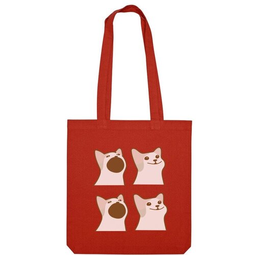 Сумка шоппер Us Basic, красный мужская футболка мем котик pop cat m зеленый