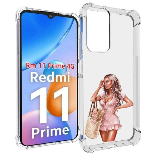 Чехол MyPads Девушка-в-мини-платье женский для Xiaomi Redmi 11 Prime 4G задняя-панель-накладка-бампер чехол mypads брюнетка в красном платье для xiaomi redmi 11 prime 4g задняя панель накладка бампер