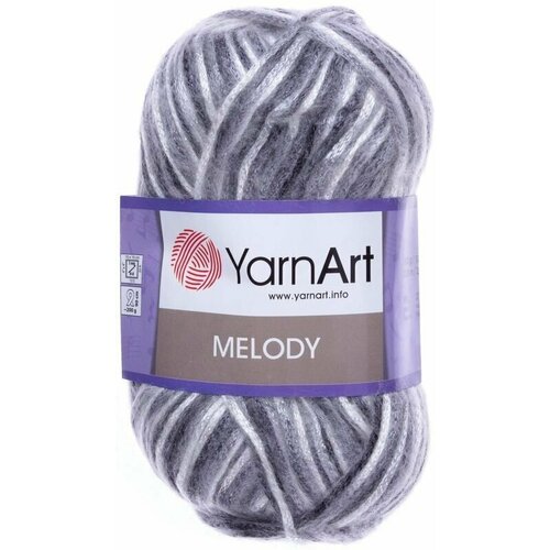 Пряжа YarnArt Melody 100г, 230м (ЯрнАрт Мелоди) Нитки для вязания, 9% шерсть, 21% акрил, 70% полиамид, цвет 905 меланж, 3шт