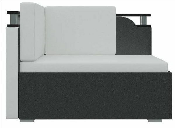 Прямой диван Кушетка Настя 2 (Малютка) Бело-Черный Рогожка
