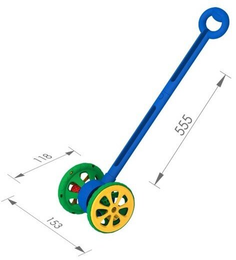 Каталка нордпласт Весёлые колёсики с шариками, сине-зеленая Н-760/1