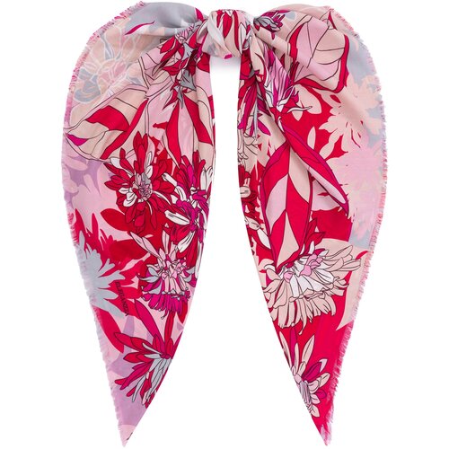 фото Платок eleganzza, с бахромой, 110х110 см, красный, розовый